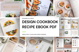 create meal plans, recipes ebook, cookbook pdf editable canva template