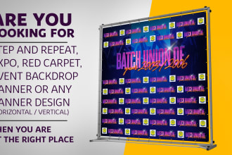 design step and repeat backdrop, billboards and street signs