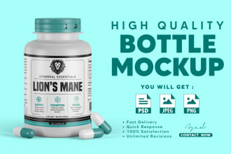 create supplement bottle 3d mockup for amazon and website