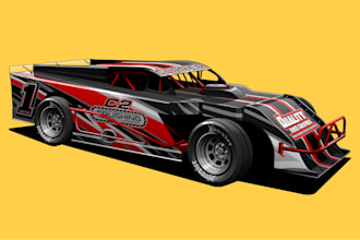you racing car into vector illustration