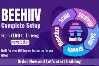 design beehiiv newsletter, beehiiv website setup, and growth setup