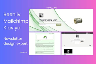 do beehiiv newsletter design, mailchimp newsletter, make klaviyo email template