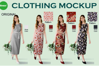 make realistic clothing mockup patterns and color change