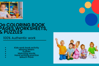 do coloring books pages, custom kids worksheets, puzzles