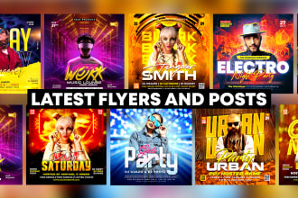 design birthday, dj, club, party, music, hiphop, summer flyers and posters