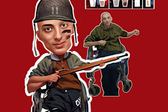 create a custom cartoon portrait with an expressive big head
