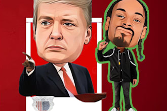 create a custom cartoon portrait with an expressive big head