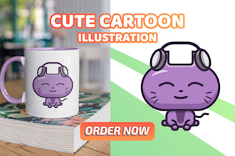 draw cute cartoon character, mascot and stickers for you