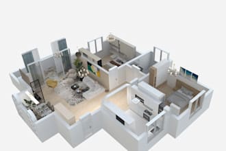 render 3d and 2d floor plans