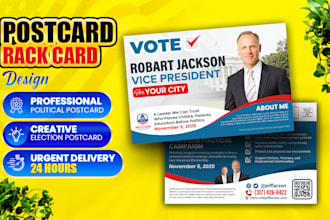 design urgent political election postcard flyer rack card and push card