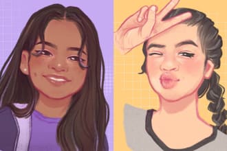 draw warm and colorful portraits for you