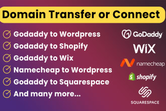 connect or transfer domain to squarespace, shopify, wordpress, wix