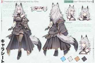 draw custom character sheet or reference sheet for you and free design like me