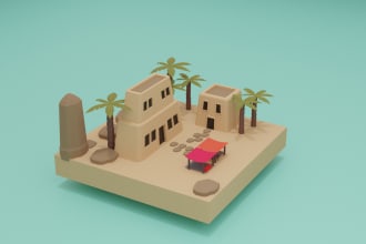 design 3d low poly game assets