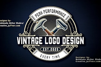 do awesome and unique retro vintage logo design