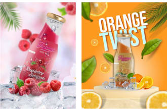 create 3d mockup for juice bottles, cans, beer, soda