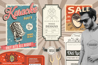design a vintage retro poster with stunning illustrations