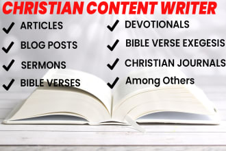 write SEO christian articles, blogs, devotionals, sermons, journals