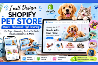 design shopify pet store, pet toys, grooming and pet accessories store