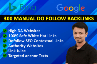 do 300 dofollow white hat manual SEO backlinks