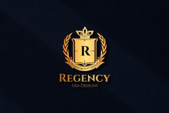 design luxury coat of arms heraldic regal crown golden  logo