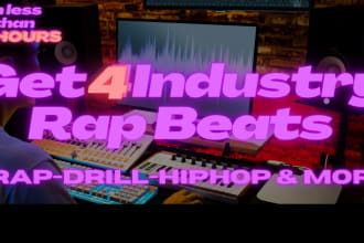 send you 4 industry rap beats in 12 hours