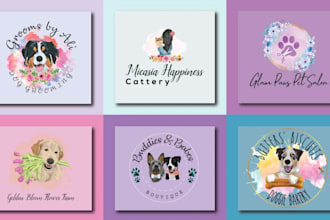 design feminine watercolor and pet logo