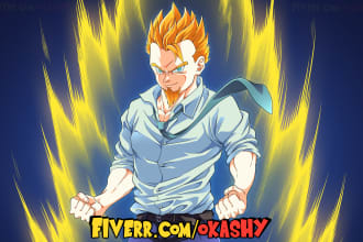 draw you in dragon ball anime manga style , pro