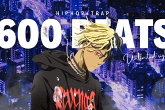 give you 600 trap beats with unlimited rights