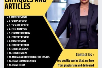 write excellent movie review, series review, tv show, film analysis