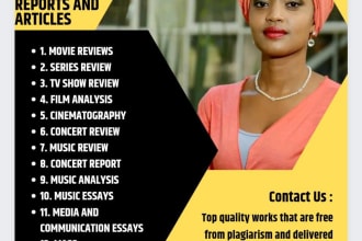 handle media and film analysis, movie review, communication essays and research