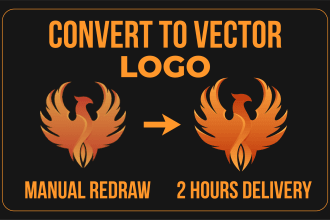 do vector tracing, logo redraw, convert raster image to vector in 2 hours