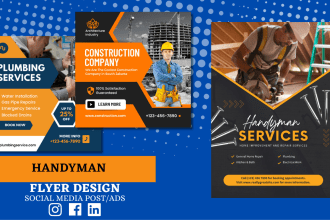 design handyman, carpentry, plumbing, heating, construction, electrician flyers