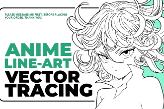 create a line art vector tracing of an anime character