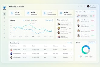 create modern dashboard, CRM, web app UI UX design in figma