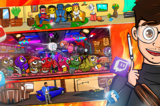design a cartoon banner for your youtube or twitch channel