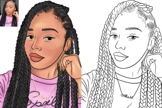 convert your pictures into coloring book, line drawing vector cartoon portrait