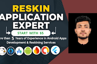 reskin, rebrand flutter app or any codecanyon app