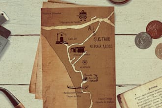 draw a vintage map illustration