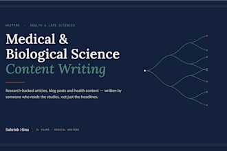 write medical, health, and biological science content and articles