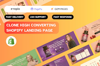 clone shopify landing page design with replo, gempages, pagefly and funnelish