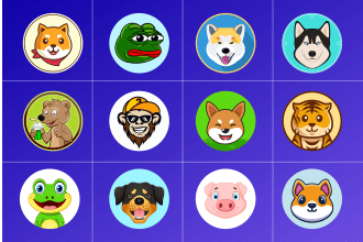 design meme token, crypto, animal coin logo