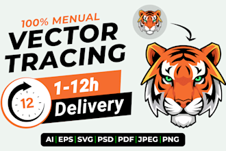 manually vector trace logo, edit, vectorize, redesign, recreate design