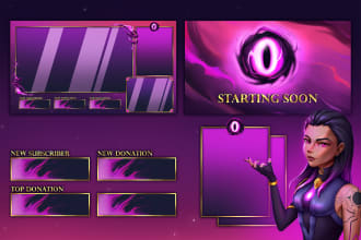 design custom anime twitch overlay stream package
