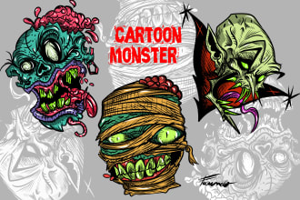 design a custom cool monster cartoon character illustration
