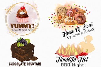 design bakery, restaurant, café, food, dessert, cooking logo