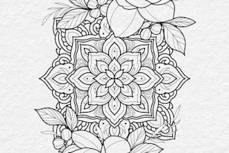 create a floral tattoo design with mandalas