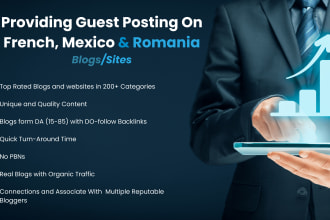 publish guest post or link insertions on the french mexico and romania sites