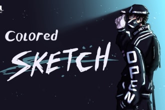 draw colored sketch in manga or anime style
