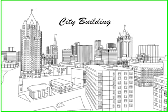 draw a detailed sketch of a house or building line art